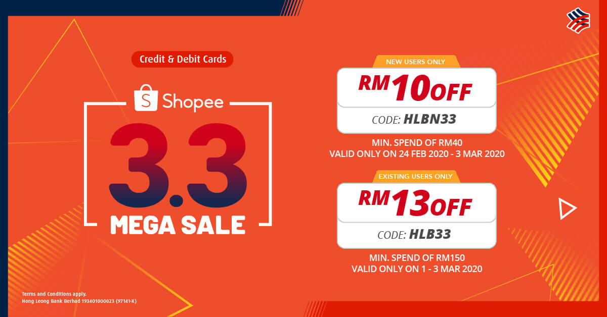 Promotions | Enjoy up to RM13 OFF at Shopee 3.3 Mega Sale